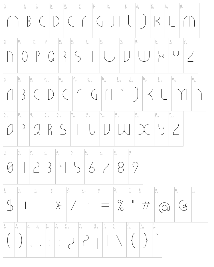 Cliche 21 font map